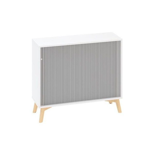 Policová skriňa ALFA ROOT, žalúziové dvere RAL9010, 1 polica, 100x45x88,7cm, biela_1