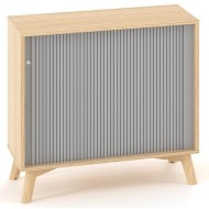 Policová skriňa ALFA ROOT, žalúziové dvere RAL9010, 1 polica, 100x45x88,7cm, dub_1