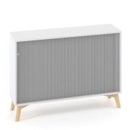 Policová skriňa ALFA ROOT s del.priečkou, žalúziové dvere RAL9010, 1 polica, 120x45x88,7cm