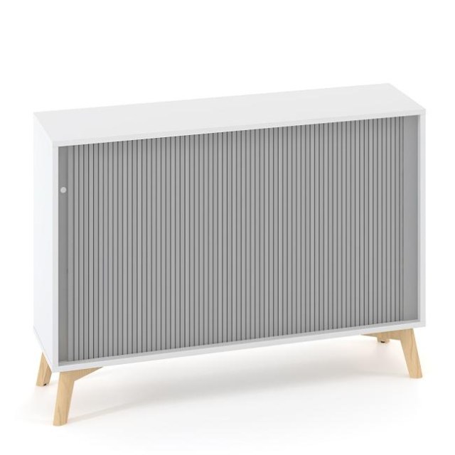 Policová skriňa ALFA ROOT s del.priečkou, žalúziové dvere RAL9010, 1 polica, 120x45x88,7cm