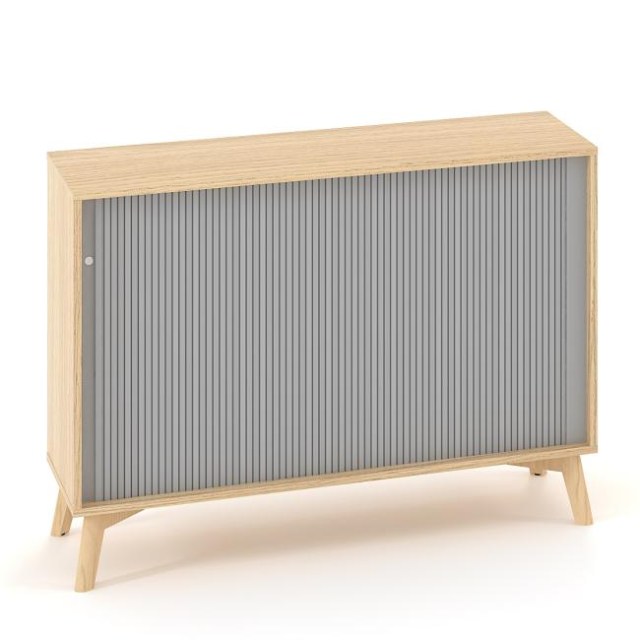 Policová skriňa ALFA ROOT s del.priečkou, žalúziové dvere RAL9010, 1 polica, 120x45x88,7cm