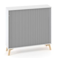 Policová skriňa ALFA ROOT s del.priečkou, žalúziové dvere RAL9010, 2 police, 120x45x121,5c