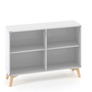 Policová skriňa ALFA ROOT s del.priečkou, sklo, 1 polica, 120x45,8x88,7cm, biela_1