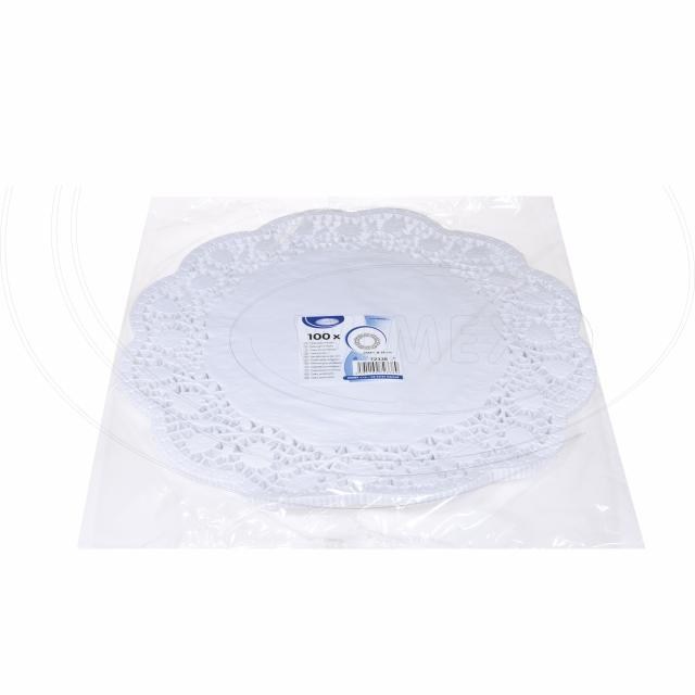 Dekoračná krajka (PAP) okrúhla biela O38cm [100 ks]_2