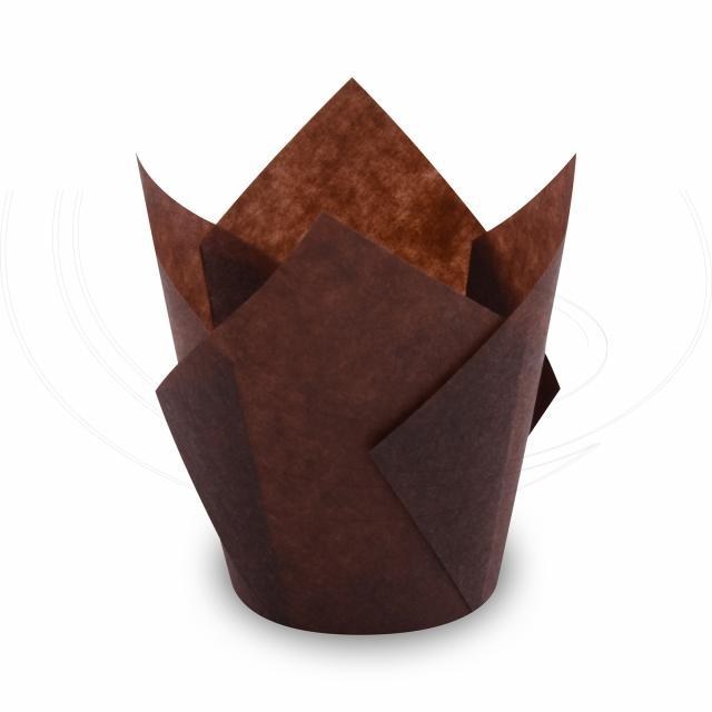 Tulipánový cukrárenský košíček (PAP) hnedý O50 x 85 mm / 16 x 16 cm [100 ks]_4