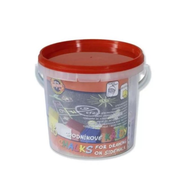 Kriedy chodníkové Koh-I-Noor, vedierko 16 ks, 6 farieb_1