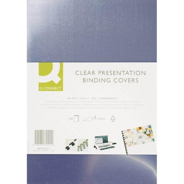 Plastové obálky na krúžkovú väzbu Q-Connect A4 PVC 150mic číre_1