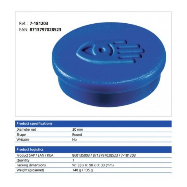 Magnet 30 mm modrý 10 ks_1