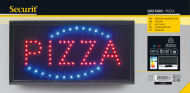 Farebná svetelná LED tabuľa PIZZA s plastovým rámom_1