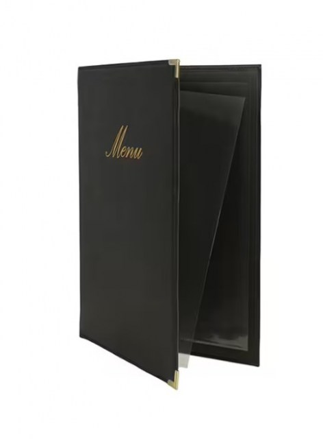 Jedálny lístok A4, s 1 dvojitou vložkou (4 strany), Black_1