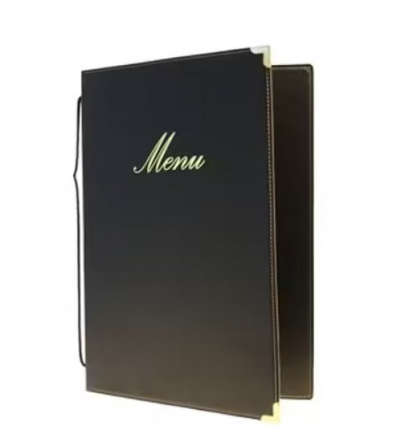 Jedálny lístok A5, s 1 dvojitou vložkou (4 strany), Black_1