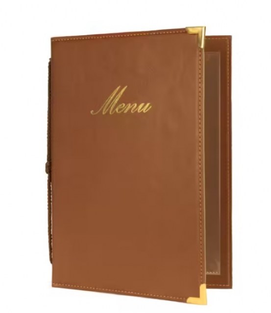 Jedálny lístok A5, s 1 dvojitou vložkou (4 strany), Brown_1