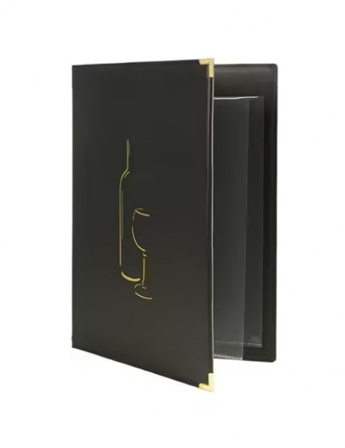 Vínny lístok A4, s 1 dvojitou vložkou (4 strany), Black_1