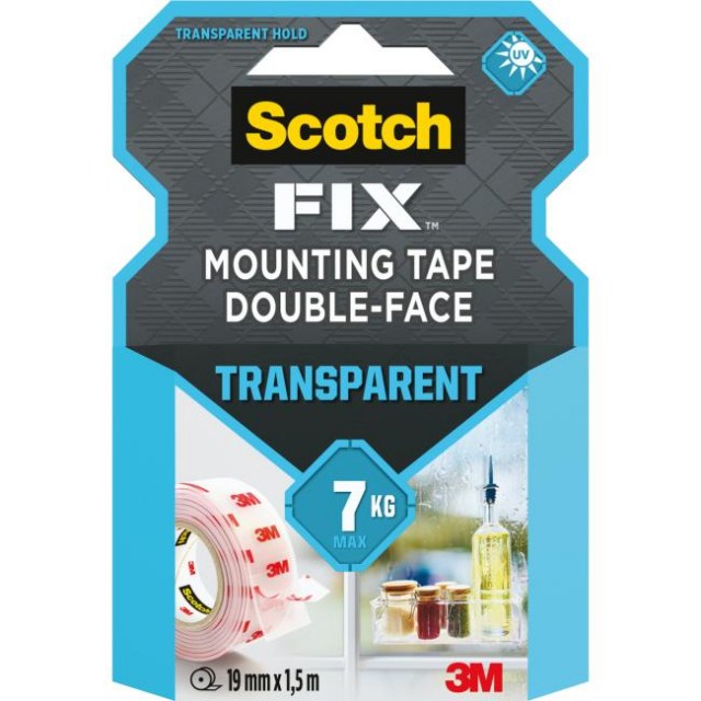 Montážna páska Scotch vodelodolná, UV odolná transparentná 19x1,5m_1