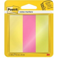 Záložky Post-it papierové, 25x76 mm, 100 lístkov, 3 bločky/balenie Post-it® Papierové Zálo