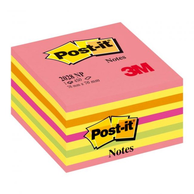 Bloček kocka Post-it 76x76 neónová ružová mix_1