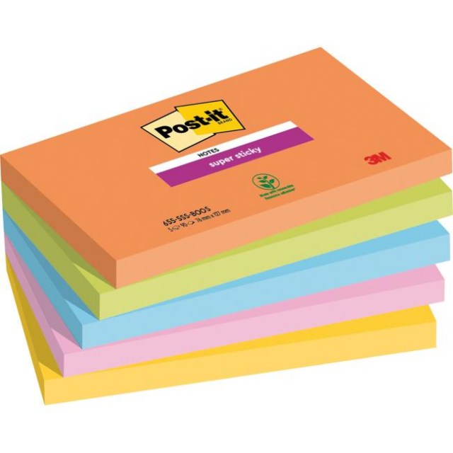Bloček Post-it Super Sticky BOOST, veľkosť 76x127 mm, 5 bločkov po 90 lístkov_1