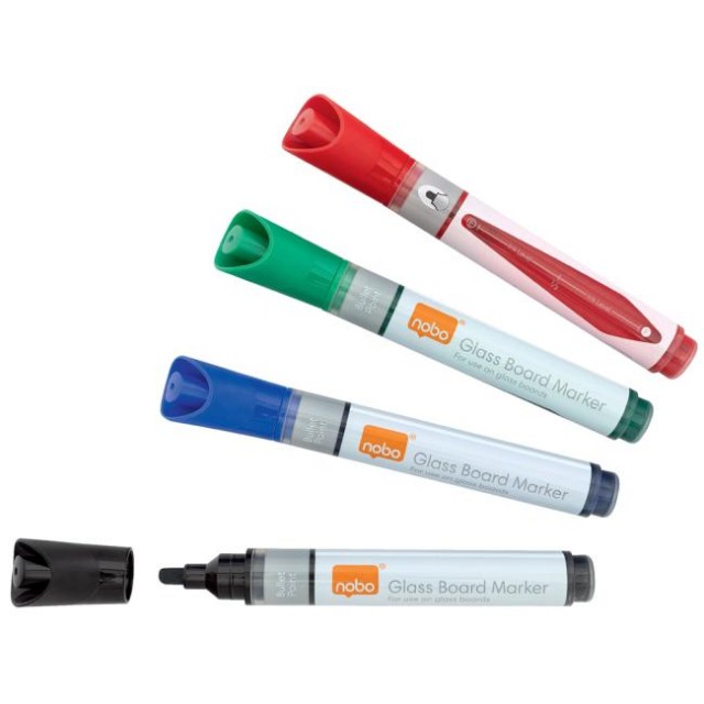 Popisovače Nobo na sklenené tabule s okrúhlym hrotom, balenie 4 ks, mix farieb_1