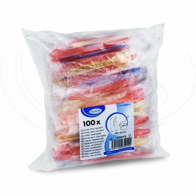 Zmrzlinová lyžička farebná mixhygienicky balená 9,5 cm [100 ks]_2