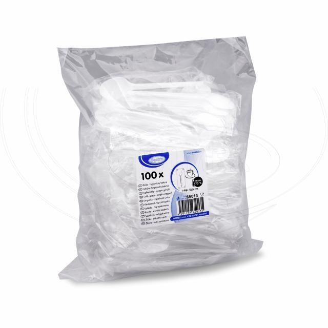 Kávová lyžička biela 12,5 cm hygienicky balená [100 ks] DOPREDAJ_2