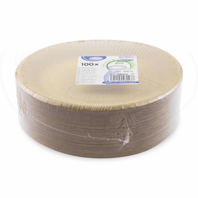 Papierový tanier nepremastiteľný kraft O23cm [100 ks], Celulóza 100%, i230015_2
