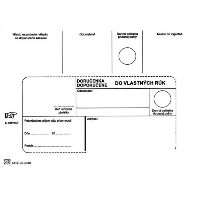 Poštové obálky B6 doručenka do VR bez OD, 100 ks_1