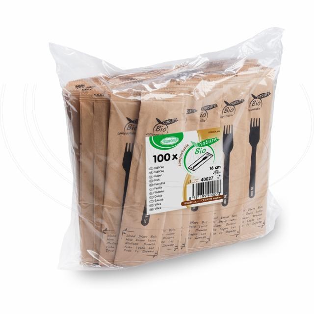Vidlička (drevená FSC 100%) 16cm jednotlivo balená [100 ks]_2