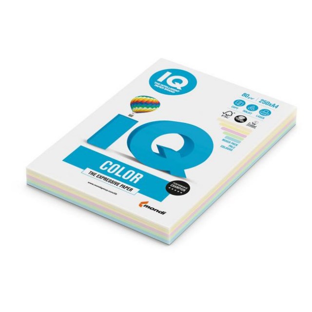 Farebný papier IQ color 5x50 mix pastelové farby, A4 80g_1