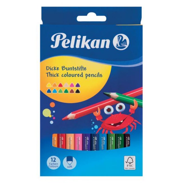 Farbičky Pelikan trojhranné hrubé 12 ks_1