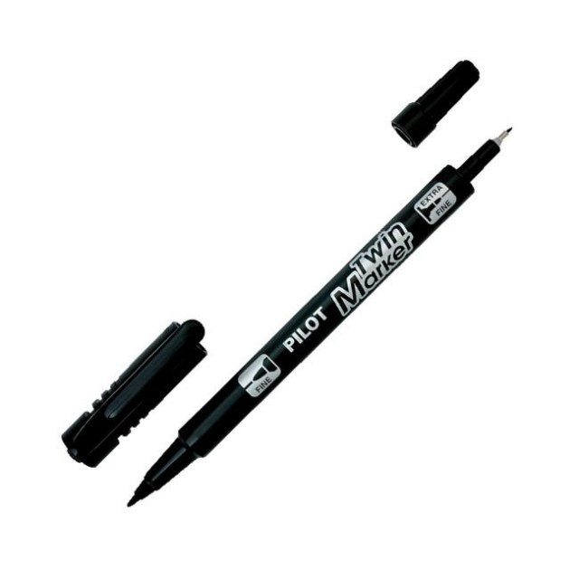 Popisovač obojstranný PILOT Twin Marker BeGreen 05+03 mm čierny_1