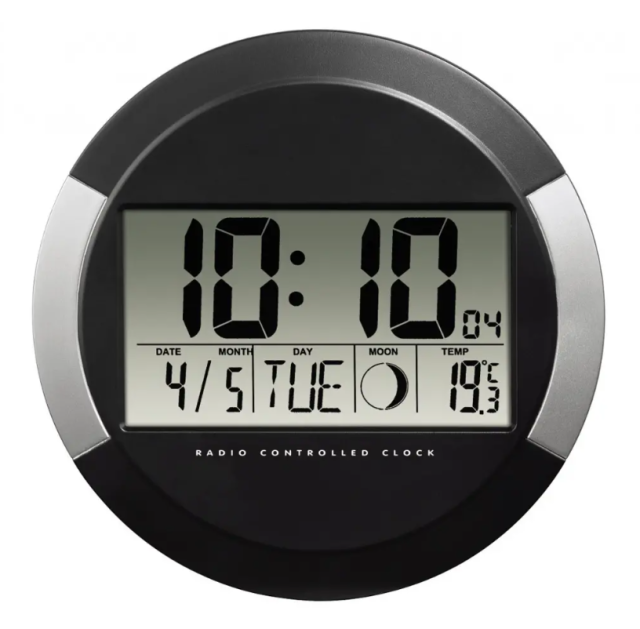 Nástenné hodiny digitálne PP-245 24,5cm čierno-strieborné_1