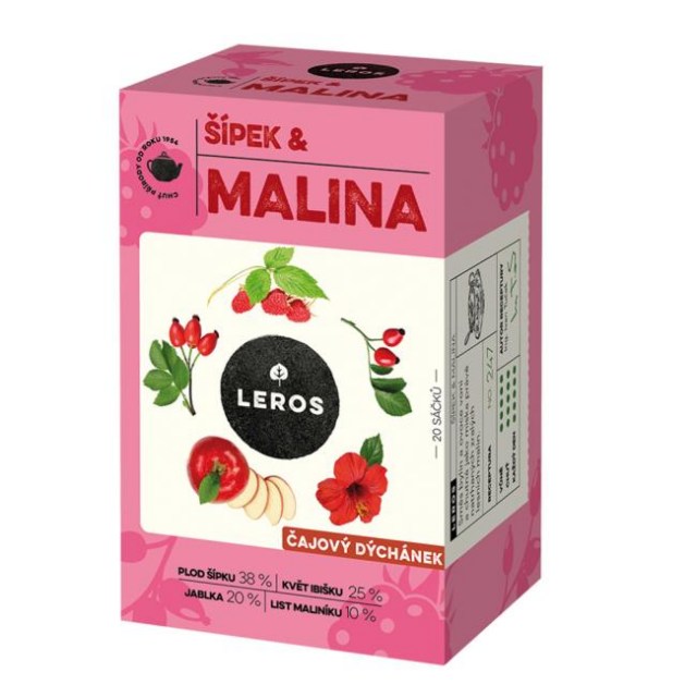 Čaj LEROS bylinný Čajová chvíľka šípka & malina HB 20 x 2 g_1