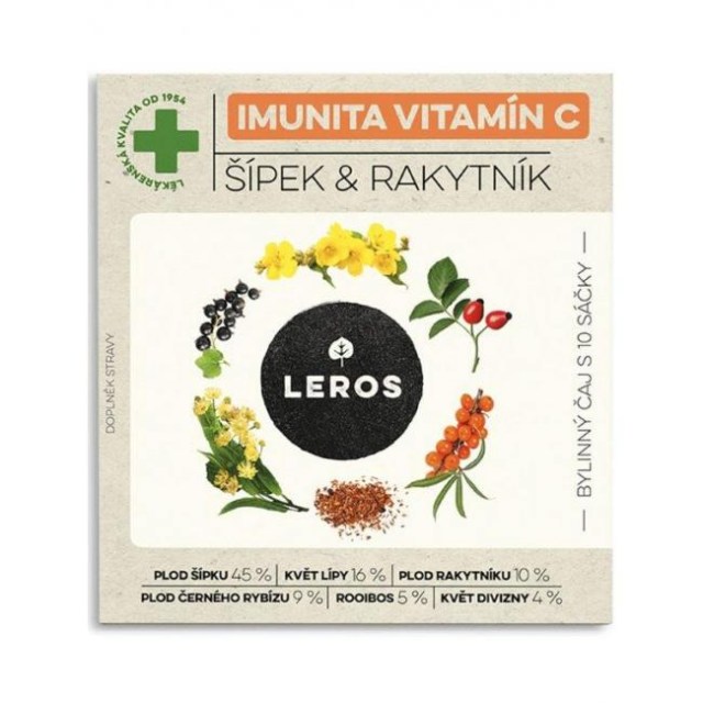 Čaj LEROS Natur Imunita bylinný Vitamín C šípka & rakytník 10 x 1,5 g_1