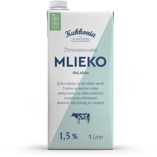 Trvanlivé mlieko Žitnoostrovské Kukkonia bezlaktózové 1,5% 1l_1