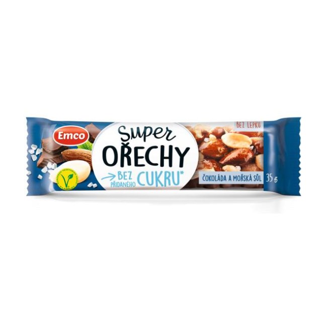 Tyčinka Super orechy čokoláda a morská soľ VEGAN 35g_1