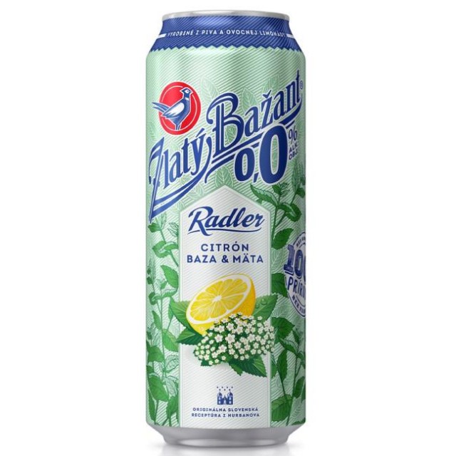Pivo Zlatý Bažant 0% nealko radlerZ 6x0,5l Citrón Baza Mäta plech_1
