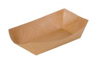 Papierová tácka kraft/miska, 370 ml, 10,5x7x4,2cm, [250 ks] TRAY/ Lodička, PEVNÁ_1