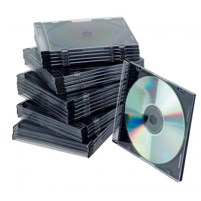 Obal Slim na CD/DVD Q-CONNECT z plastu čierny/priehľadný, 25ks_1