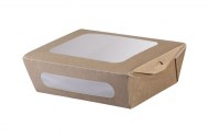 Krabica na jedlo kraft s dvomi okienkami PET, 20,4x14x7cm, 1500 ml [50 ks] č. 16_1