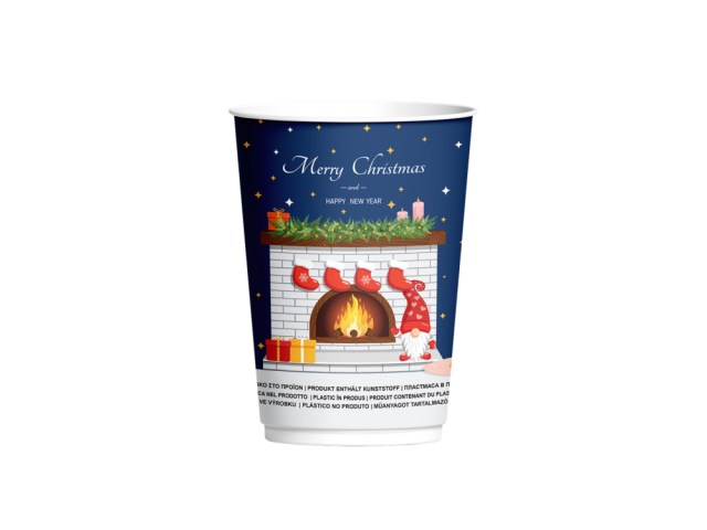 Papierový pohár Vianoce Christmas O90 mm/12oz, 330 ml [25ks] Typ A-Tmavo-modrý, 2vrstvový_