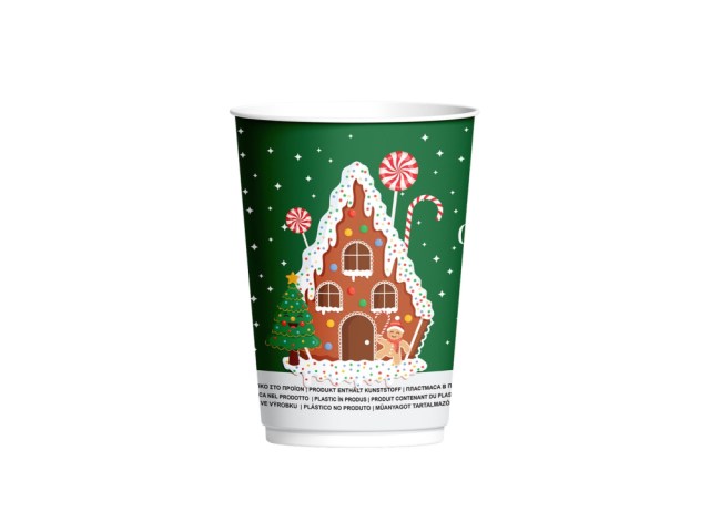 Papierový pohár Vianoce Christmas O90 mm/12oz, 330 ml [25 ks] Typ D-Zelený, Dvojvrstvový_2