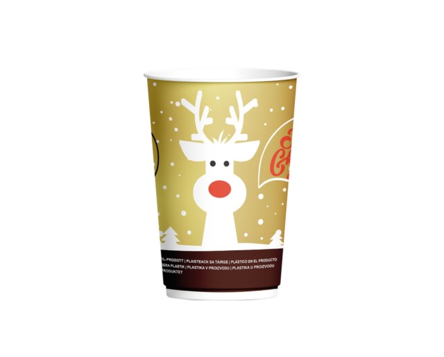 Papierový pohár Vianoce Christmas O90 mm/12oz, 330 ml [25 ks] Typ E-Zlatý, Dvojvrstvový_1