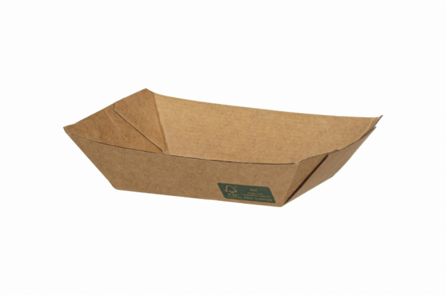 Papierová tácka kraft/miska, 390 ml, 10,6 x 6,8 x 4 cm, [100 ks] - lodička_1