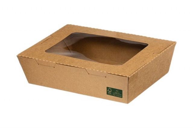 Krabica na jedlo kraft s okienkom PET, 900 ml [50 ks] č.18_2