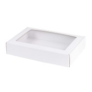 Krabica na cukrovinky s okienkom priehľadným 285x195x55 mm, BIELA_1