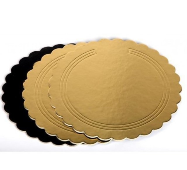 Podnos tortový okrúhly pr. 28 cm Obojstranný Zlato-čierny_1