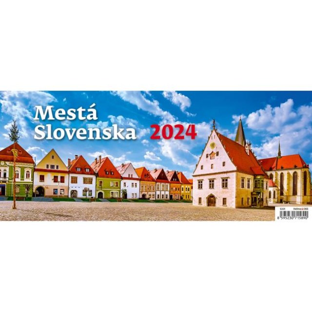 Stolový kalendár riadkový 32,1x13,4 cm - Mestá Slovenska 2026_1