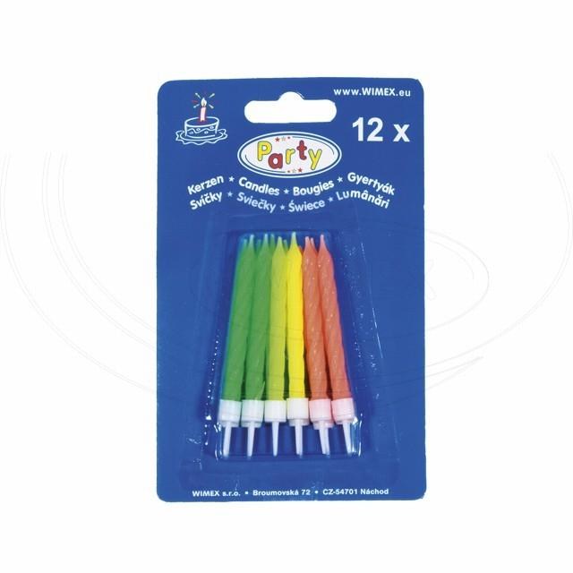 Narodeninová sviečka so stojančekom neónová O5 x 60 mm [12 ks]_2