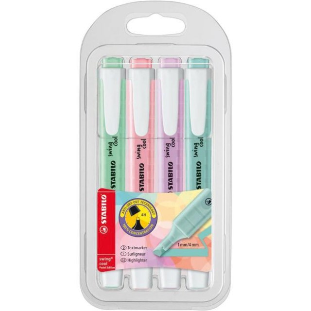 Sada zvýrazňovačov STABILO swing cool Pastel 4S_1