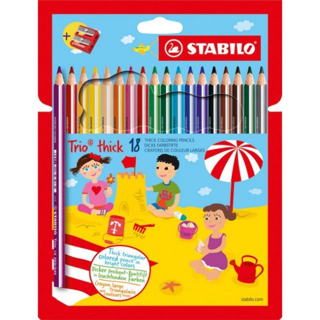 Farbičky STABILO Trio so strúhadlo m 18ks_1